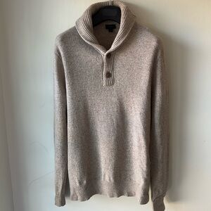 J. Crew Lambswool Shawl collar tan Sweater in medium